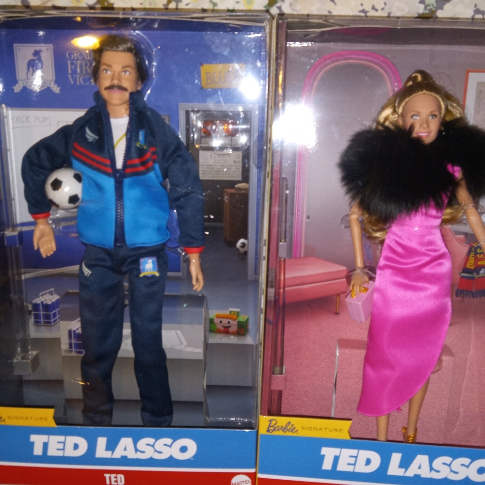 Ted Lasso and Keely Jones official Mattel Barbies